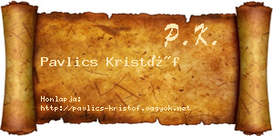 Pavlics Kristóf névjegykártya