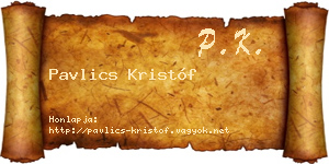 Pavlics Kristóf névjegykártya